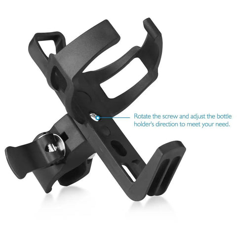 2 Pack Universal Bike Water Bottle Holders No Screws Easy Install Cup Cage With 360 Degree Rotatable Clip Fits 2.5 to 3.3 Inch Bottles Up To 27 Oz For Kids And Adults Bikes shown in close-up view