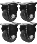 2.5 Inch Heavy Duty Polyurethane Caster Wheels Pack Of 4, Solid Core Low Profile Design, Rigid Fixed Or Swivel Options