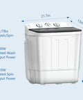 Compact Portable Washing Machine Featuring Heavy Duty Motor And Rapid Clean Cycle With Free Drying Rack Ten Sturdy Hangers Skips Laundromat Grind For Fresh Threads Daily dimensions and specifications.