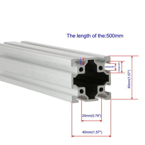 4040 Aluminum Extrusion Profile 500mm European Standard Linear Rail Aluminum Frame For 3D Printers CNC Machines And DIY Workbenches Rig Build For Automation Projects And Home Workshop, silver 40x40 cross-section
