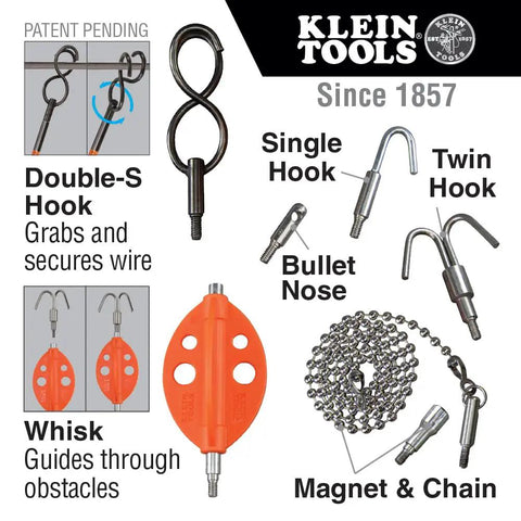 Splinter Guard Wire Fish Rod And Glow Rod Attachment Set with Double S Hook and 7 pieces including Whisk and Magnetic Chain