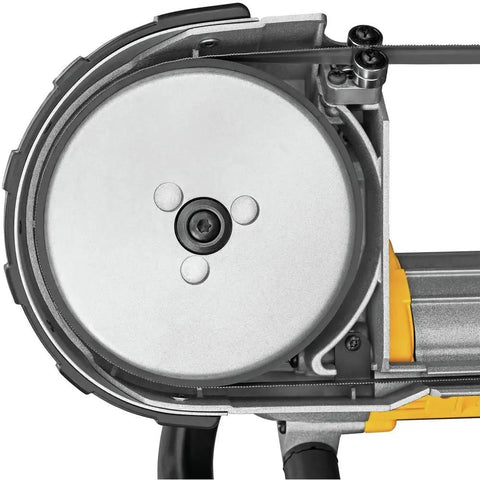 Portable Band Saw With 10 Amp Motor Delivers Deep Cuts Up To 5 Inches Rugged Jobsite Workhorse Featuring Steel Shroud And Rubber Bumpers For Durable Guards And Easy Cutting Of Rectangular Or Round Stock