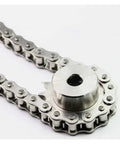 Top Tier Stainless Steel Roller Chain Compatible With 06B, 08A, 08B, And 10A Sprockets, featuring a polished surface for smooth runs.