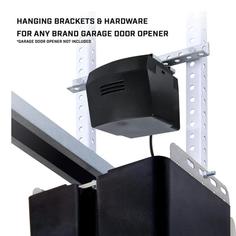 Universal Garage Door Opener Ceiling Hanging Kit With Perforated 13G Angle mounted with hardware for any brand
