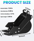 Diagram of Narrow 7.87 Inch Excavator Bucket With Metal Teeth Manganese Steel Mini Backhoe Attachment dimensions and details