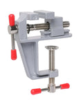 Portable Mini Bench Vice With Adjustable Table Clamp Vise For Precision Fixes, 22mm jaw, aluminum body, compact design.