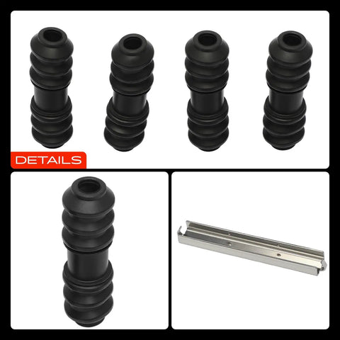 Upgrade Your Rides With A-Premium Rear Disc Brake Hardware Kit Perfect For Ford F150 2004 Through 2011 And Lincoln Mark LT Models Years 2006 To 2008 Ensures Smooth Stopping Power So You Can Cruise Safe And Secure Every Single Drive Without Any Worries. black rubber boots and metal brake slide pin for rear disc brake hardware kit