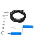 Heavy Duty Drain Auger Attachment For Kitchen Sink And Shower With 5 Meter Cable and alloy steel cutter heads shown in kit.
