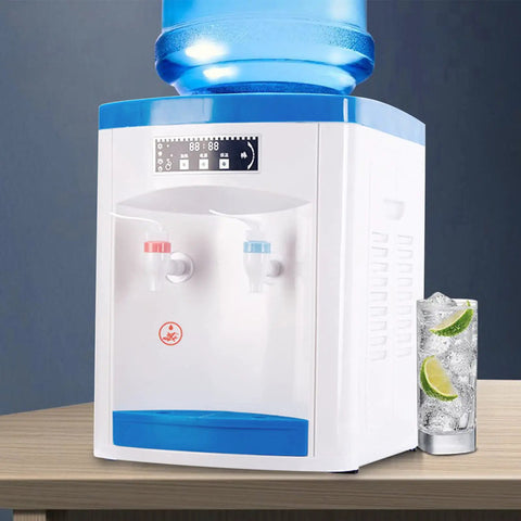 Powerful 550W Desktop Water Cooler Dispenser With Hot And Cold And Room Temperature Water, 4.9 Gallon Top Loading Countertop Unit