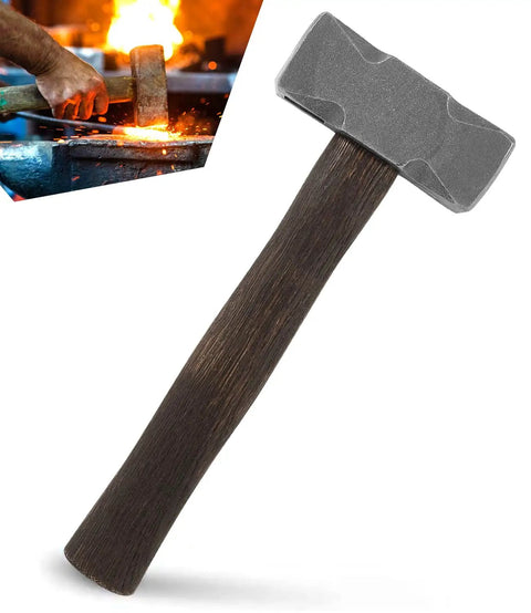 Heavy Duty 2.2lb Forge Hammer For Farriers And Knife Makers with steel head and wood handle