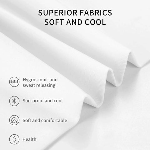 Close-up of soft, cool white fabric showcasing benefits for Steampunk Mechanical Gear Arm Sleeves Serve Up Top Shelf UV Sunblocking Shade.