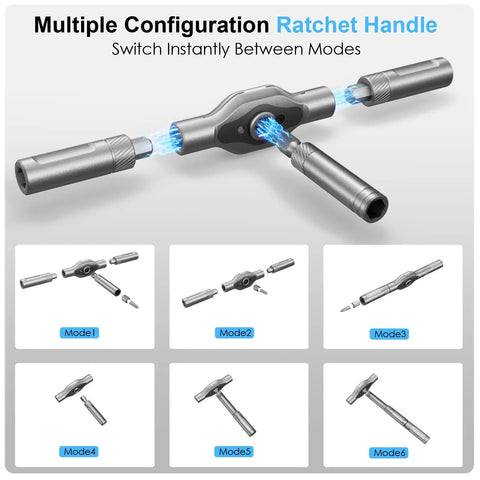 Multiple configurations of 42 In 1 Magnetic Screwdriver Set With Ratchet Handle Portable Multi Bit Tool Kit for versatile DIY tasks