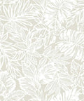 Beige Batik Tropical Leaf Peel And Stick Wallpaper Roll 20 Point 5 Inches Wide By 16 Point 5 Feet Easy Drop Match Application 100 Percent Removable No Water No Mess Thicker Durable Peel And Stick Wallpaper For Living Rooms And Bedrooms detailed leaf design close-up