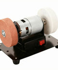 Kickass Twin Wheel Bench And Precision Sharpening Table Featuring Heavy Duty Steel Frame For Real World Projects And Dependable Motor Housing For Any Serious Shop Setup showing dual abrasive wheels and motor.