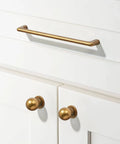 10 Pack 1 Inch Round Solid Vintage Antique Brass Kitchen Cabinet Knobs Ball Knobs for Cabinets on white cabinet doors