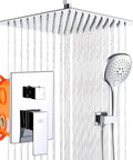 Ceiling Mount Shower Faucet Set Chrome With 10 Inch Rain Shower Head Handheld Spray Single Handle Trim Kit And Rough In Valve For A Legit Spa Like Upgrade