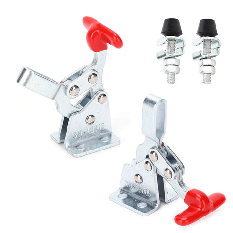 Heavy Duty Quick Release Clamp For Woodworking And Metalworking Hold Down Toggle Clamp Kit 2 Pcs with red handles and bolts