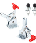 Pair Of Heavy Duty Welding Toggle Clamps Featuring Horizontal Jaw Design And Quick Release Handles for easy material locking.