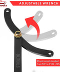 Pro Grade Fifteen Piece Pulley Holder Tool Set With One Half Inch Drive And Adjustable Pin Wrench, adjustable wrench arm