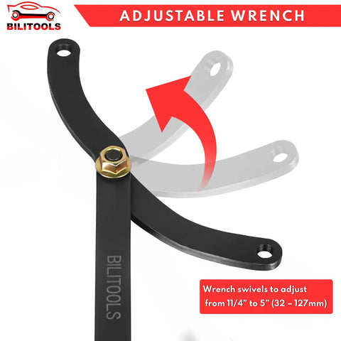 Pro Grade Fifteen Piece Pulley Holder Tool Set With One Half Inch Drive And Adjustable Pin Wrench, adjustable wrench arm