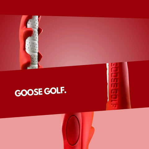 Red contoured Grip Trainer For Golf Pro Designed Training Aid For Correct Hand Position with brand name detail