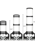 Three stages of Folding Hand Truck Dolly for Moving and Shopping Aluminum Portable Collapsible Cart with adjustable telescoping handle.