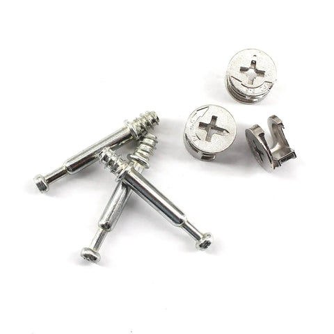 Rock Solid Twenty Five Piece Furniture Connector Kit With Zinc Alloy Eccentric Cam Locks And Durable Self Tapping Wood Dowel Screws For Quick Cabinet Drawer Assembly Jobs