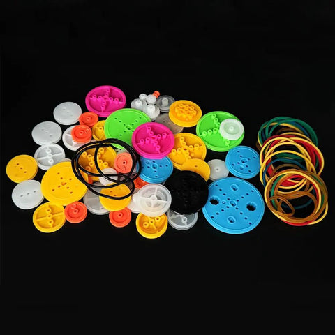 95 Piece Belt Pulley Set With Rubber Bands For DIY RC Cars Trucks Robots And Models Plastic Belt Pulleys Range 5mm To 48mm