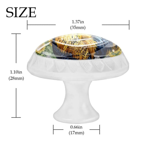 White Sunflower Rooster Fence Cabinet Knobs 4 Pack Pull Handles For Dresser Drawer Cupboard Kitchen Closet Wardrobe Doors 35mm Durable ABS