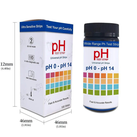 100 Count PH Test Strips For Aquarium And Home Use In Airtight Bottle With 0 To 14 Range Litmus Paper Easy Read Color Chart