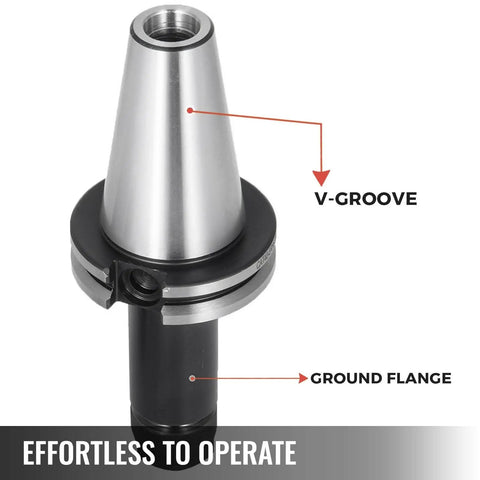 Cat40 Er16 Er32 Precision Collet Chucks Tool Holder Set Built Damn Tough For Cnc Lathe Mill Drill Press Heavy Duty 40Cr Steel Frame close-up showing V-groove and ground flange detail.