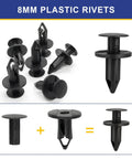 Universal Plastic Rivet Kit 120Pc For ATV UTV Motorcycle M6 M7 M8 Retainer Fasteners Replacement, 8mm plastic rivets illustration