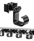 Heavy Duty 4 Pack L Track Hooks With Single Stud Fitting Spring Loaded Gear Hooks Aluminum L Track Accessories, black, on rail