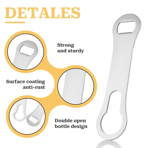 Two Pack V Rod Bottle Opener Set For Bartenders And Home Bar, features of double ended flat metal bar speed key opener.
