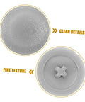 Close-up of textured Grey Screw Cover Caps 500 Pack Durable Plastic Thread Protectors for Cabinets, decorative fasteners.