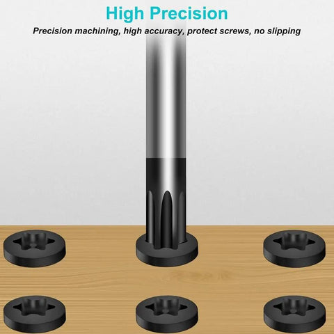Heavy Duty 12 Inch Extra Long Torx Screwdriver Set T20 And T25 Magnetic security in a wooden surface with precision bit.