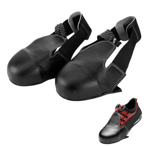 Heavy Duty Leather Steel Toe Overshoes For Work Boots With Adjustable Strap Built Tough Slip Resistant Sole Crush Proof Protection Up To 2500 Lbs Size 5 To 12 US Industrial Grade Safety Cover For Construction And Warehouse