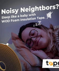 Tight As A Drum Closed Cell Sponge Rubber Foam Tape 3/8 Inch Wide By 3/16 Inch Thick By 50 Feet Long self-sticking weather strip shown on bedside.