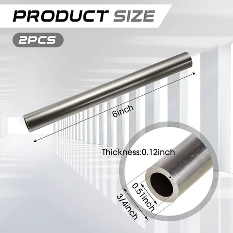 Gisafai 2-pack 6-inch cold-rolled steel seamless round tubes, 3/4 in OD, 0.51 in ID, 0.12 in wall