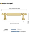 Gold Brushed Finish Cabinet Pulls Set Of 10 3 Inch Drawer Handles In Zinc Alloy with 76mm Hole Centers, showing size and screws included.