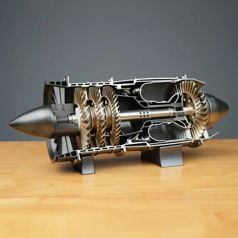 Dope 1:3 Scale WP-85 Turbojet Engine Model Kit With Motorized Blades, Functional DIY Jet Engine For STEM Projects, Aviation Fans And Engineering Enthusiasts, 3D Printed Precision Build For Hands On Learning, cutaway model on stand