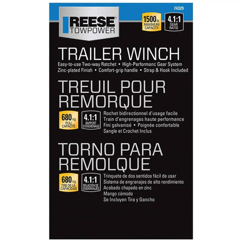 Product packaging for Boat Trailer Hand Crank Winch 1500 Lb Capacity With 6 Inch Comfort Grip Handle Single Speed 20 Ft Strap