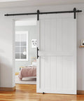 42 By 84 Inch Sliding Barn Door With Seven Foot Hardware Kit And Handle, Floor Guides, Pre Drilled Holes, Easy Assembly, Waterproof PVC Surface