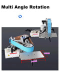 Heavy Duty 915X50Mm Belt Grinder Machine Boasting A Beefy 750W Brushless Motor With Solid Stainless Steel Construction Switching Effortlessly Between Vertical And Horizontal Sanding, showing multi-angle rotation features.