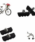All Weather Road Bike Caliper Brake Pads 4 Piece Set For Quiet Braking With Mud Drain Slots Fits Most C Type Caliper Systems