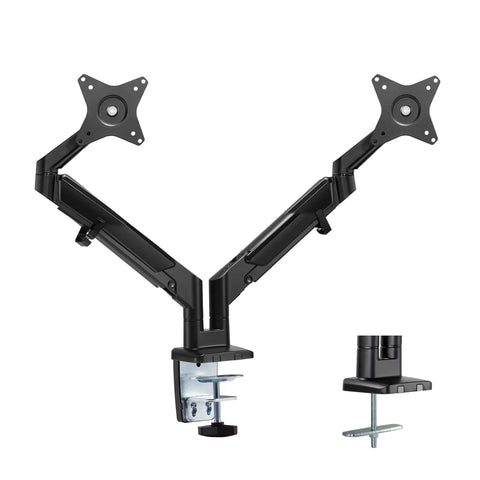 Heavy Duty Dual Monitor Desk Mount Featuring Smooth Gas Spring Float For 17 To 32 Inch Screens Ergonomic Full Motion Arm