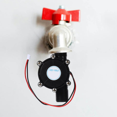 Mini Hydropower Generator Turbine Kit Portable Water Turbine DC Generator with red valve, top view