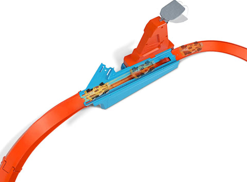Rapid Raceway Champion Drag Race Track Set With Start Gate For Quick Countdown Side By Side One On One Racing Multi Car Launcher