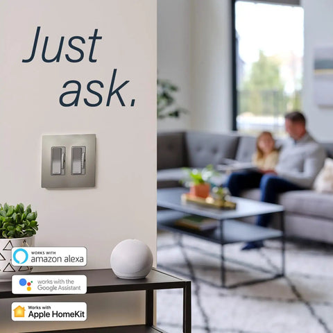 Radiant WNRH1NI In Wall Smart Gateway With Netatmo installed in living room, showing compatibility with Alexa, Google Assistant, Apple HomeKit