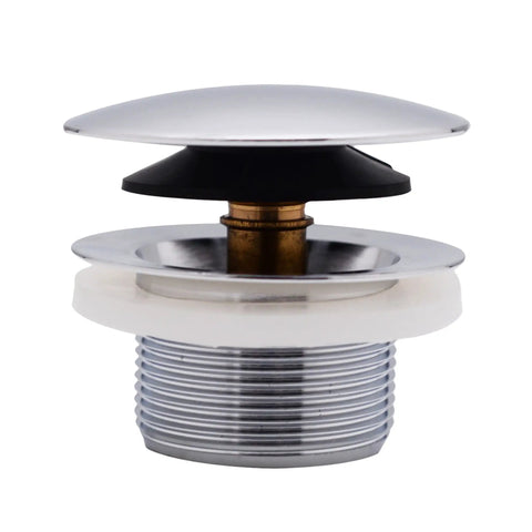 Coarse Thread 1-1/2 Inch NPSM Mushroom Toe Bathtub Drain Stopper Polished Chrome With Easy Push To Close Operation